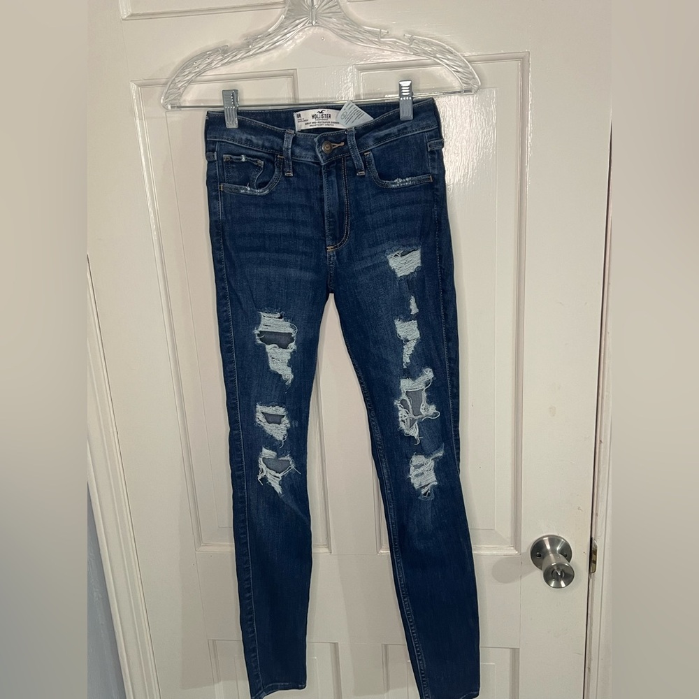 Hollister Dark Blue Distressed Skinny Jeans